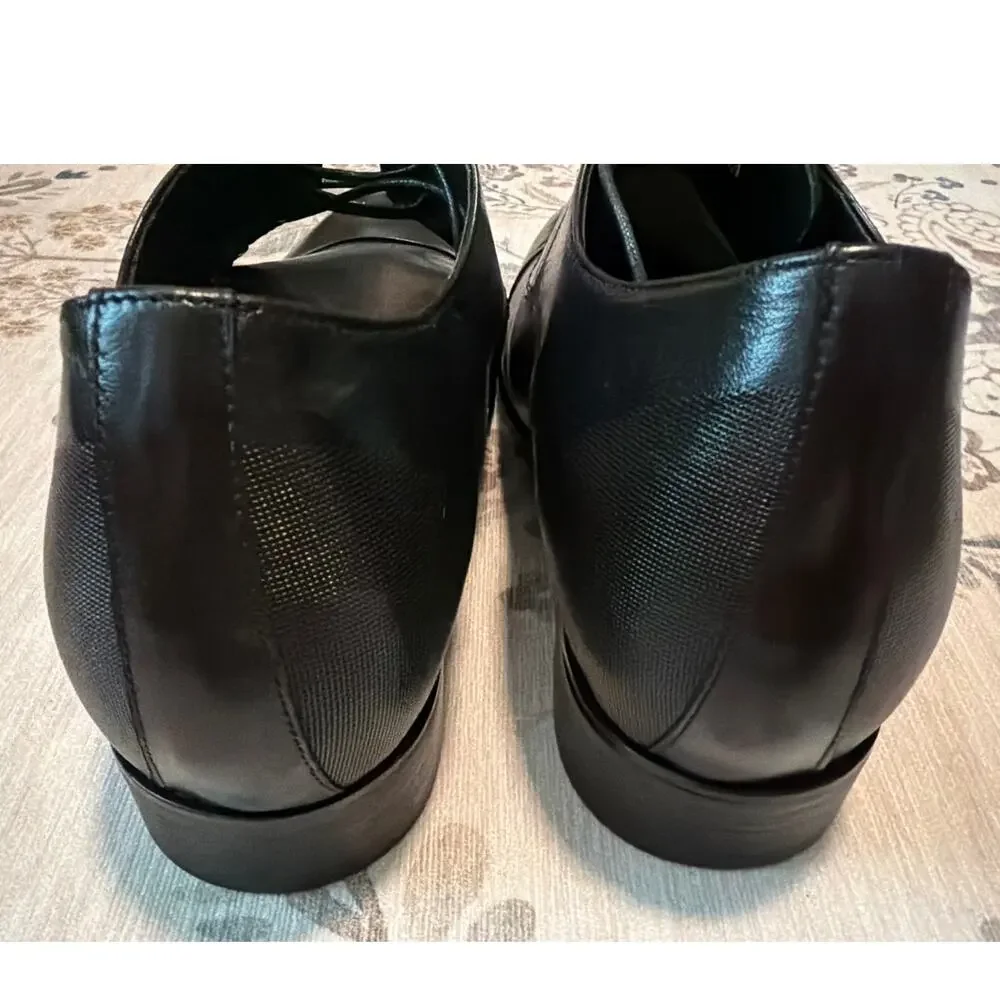 CALTO Men's Black Leather CapToe Oxford Elevator Shoes Size 11 Height Increasing